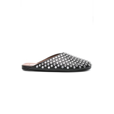 ALAÏA CRYSTAL-EMBELLISHED LEATHER MULES 